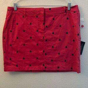 NWT British Khaki Skirt Women's 14 With Blue Sailboat novelty print
